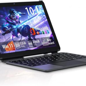 10.1" Touchscreen 2 in 1 Tablet Laptop, 12GB RAM 256GB SSD M3 8100Y(up to 3.40 GHz), WiFi 5 BT 5.0 Type-C USB 3.0, Win 11 Office Suite Computer with Keyboard & Pen Set for Home Student Business
