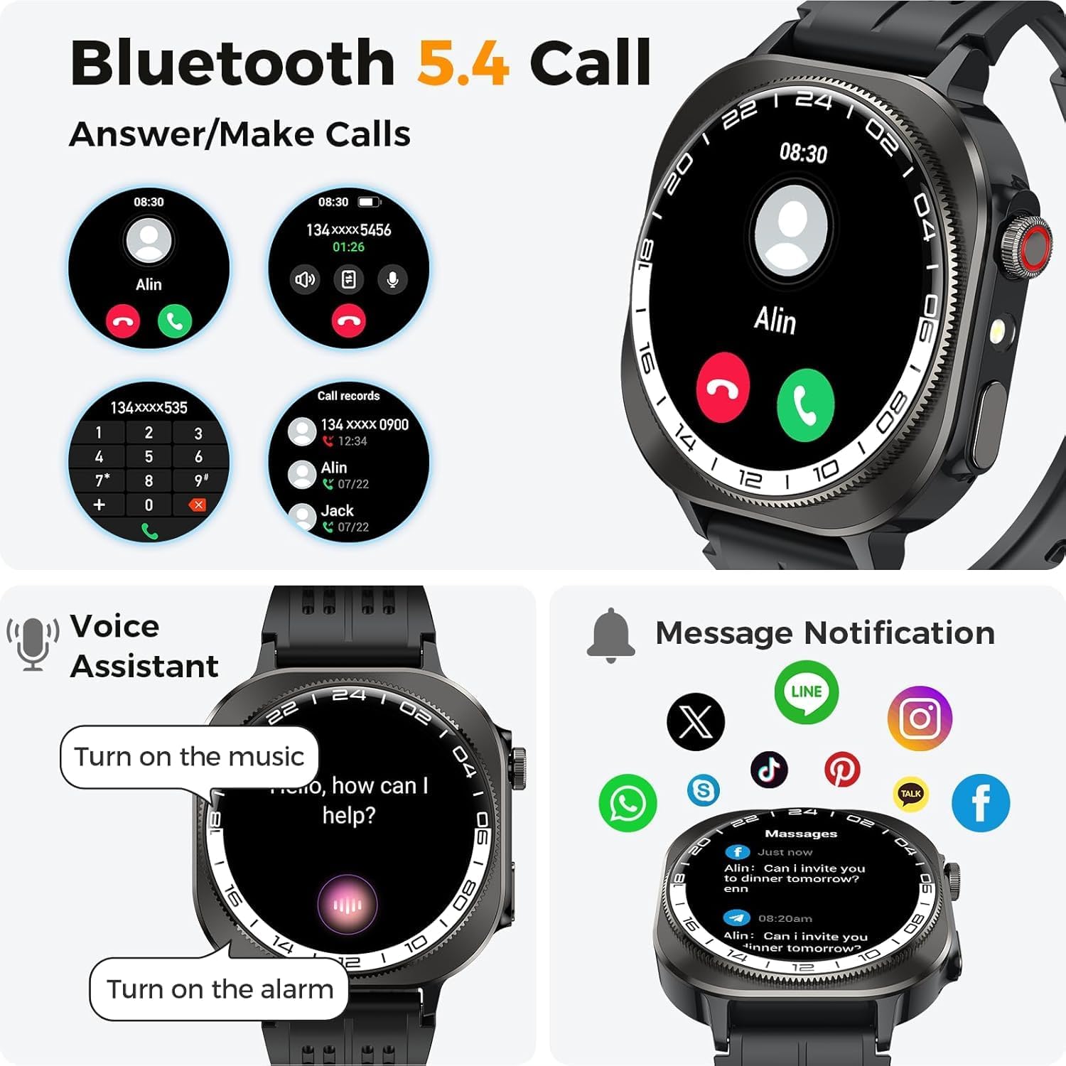 Smart Watch, 2026 AMOLED 1.43" Fitness Smartwatch for Men Women, Bluetooth 5.4 Call, 130+Sports Modes, 60+Days Flashlight, Heart Rate/Sleep Monitor, IP68 Waterproof Activity Tracker for Android iOS - Image 3