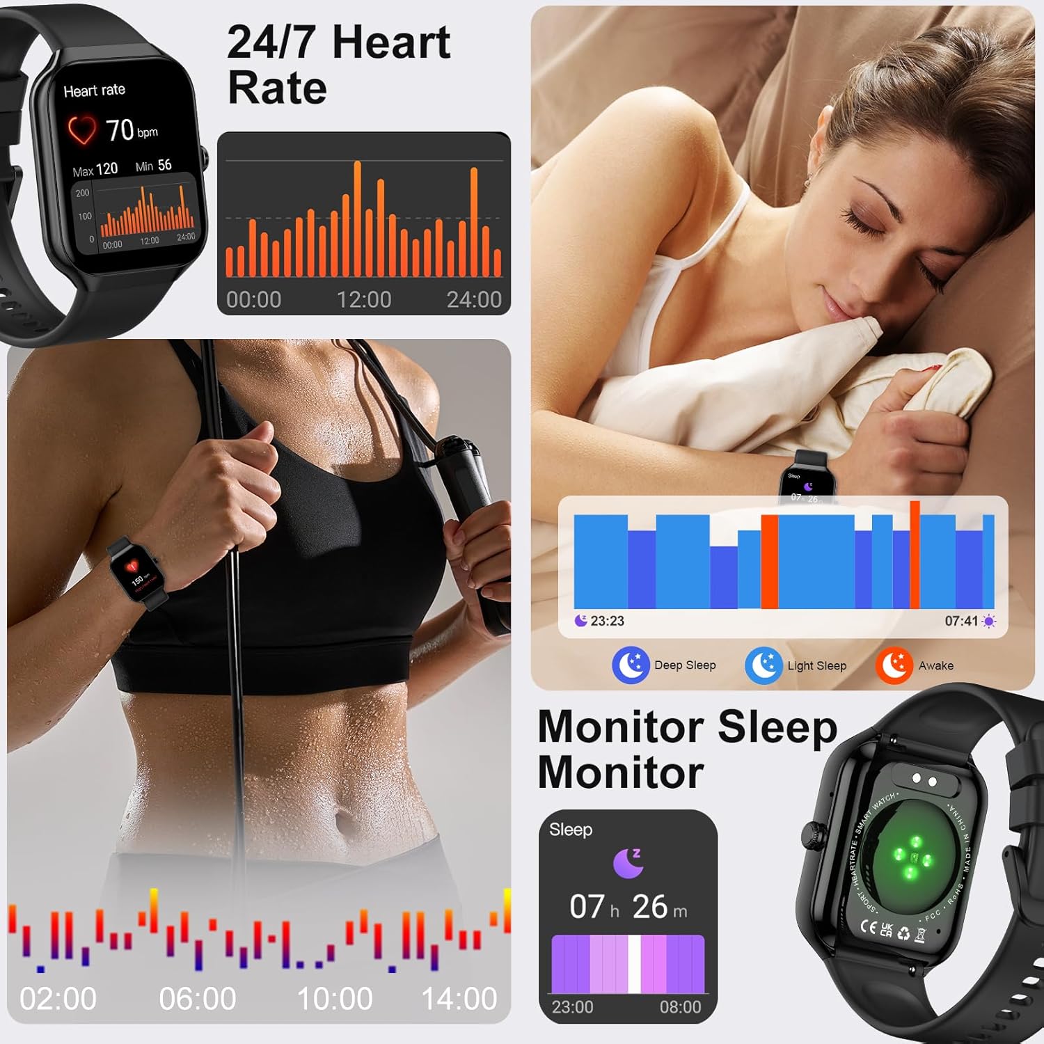 Smart Watch, 1.96" HD Smartwatch for Men Women (Answer/Make Call), 2026 Fitness Activity with Heart Rate/Sleep Monitor/Pedometer, IP68 Waterproof, 113+ Sport Modes Running Watch for Android iOS - Image 6