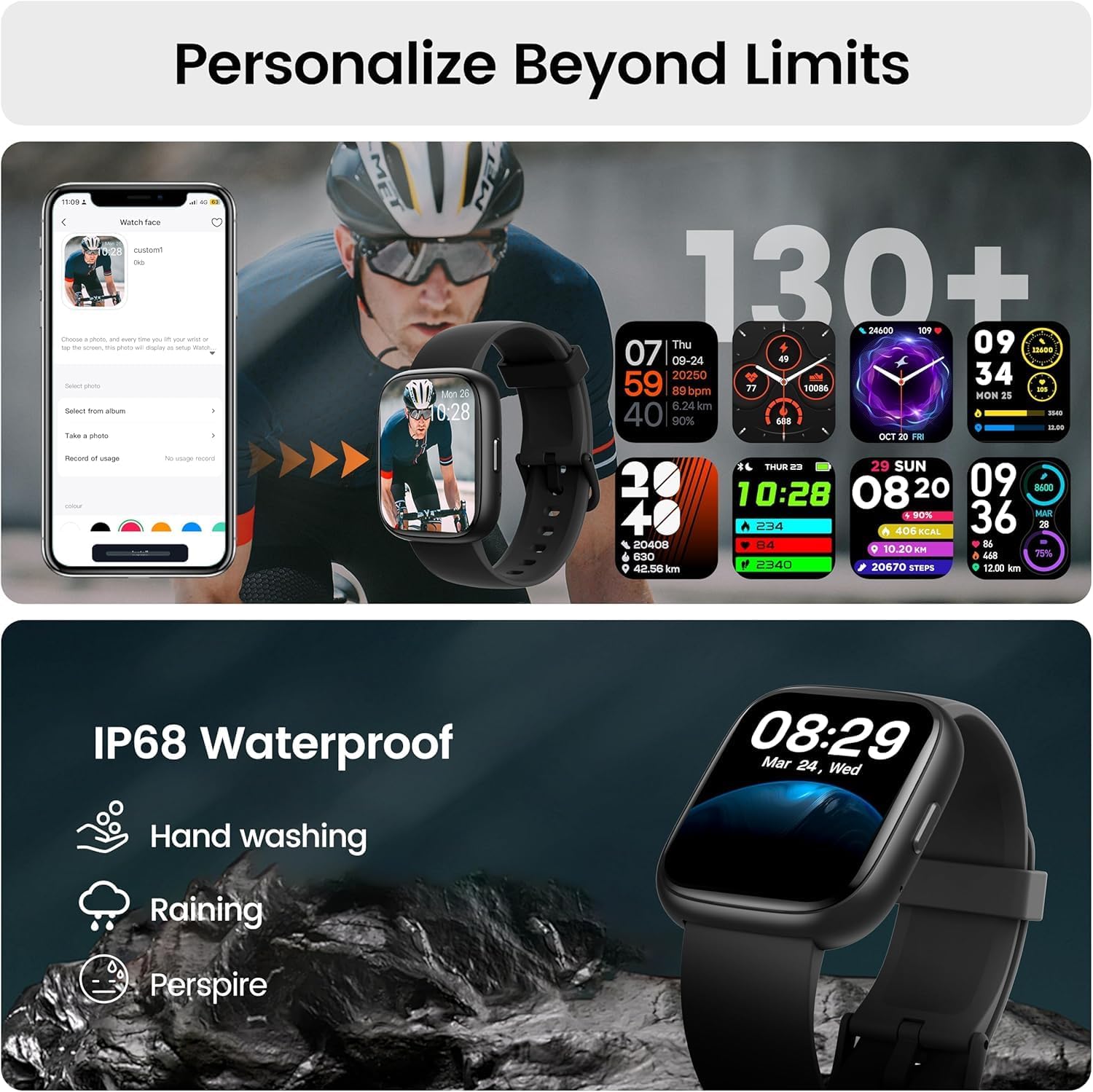 Smart Watch with Alexa Built-in, 1.83" HD Touchscreen Fitness Tracker with Bluetooth Calling, Fitness Watch with Heart Rate/Sleep Monitor, 120+ Sports Modes, IP68 Waterproof Smartwatch for Android iOS - Image 6